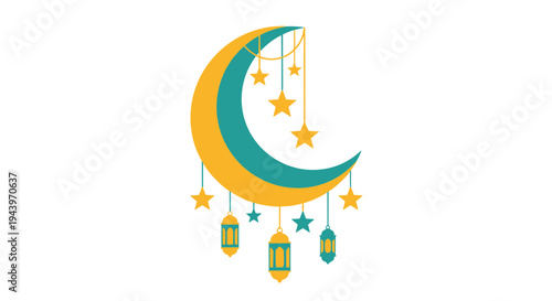 Ramadan Kareem Islamic crescent moon symbol.