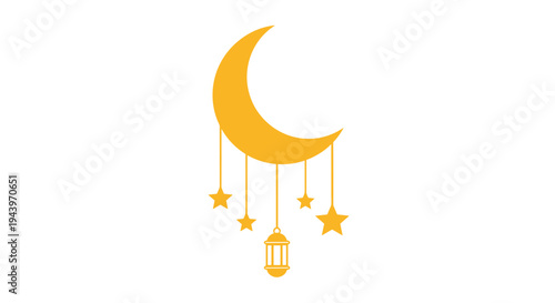 Islamic crescent moon and stars symbol.