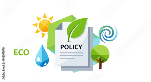 Eco Policy Document with Environmental Symbols.