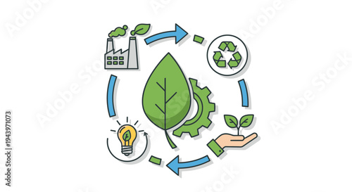 Eco friendly industry and sustainable development concept illustration.