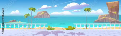 Summer tropical landscape with sea and seafront