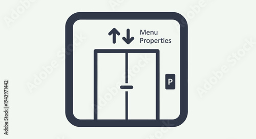 Elevator doors with up and down arrows and menu button.
