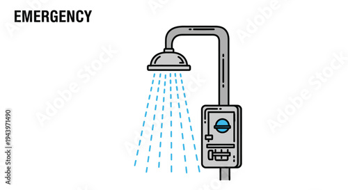 Emergency shower with running water and control panel.