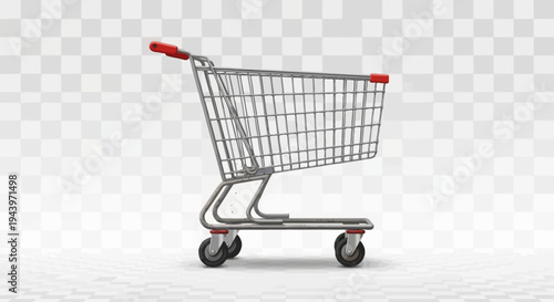Empty Shopping Cart Isolated on Transparent Background.