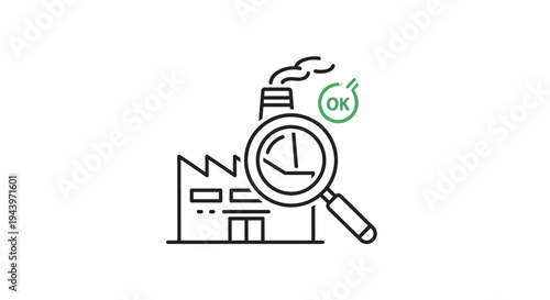 Factory Inspection Magnified with OK Sign.