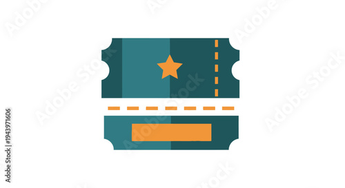 Flat design ticket icon with star and perforation.
