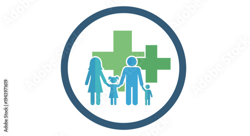 Family Health Care Symbol with Plus Signs.