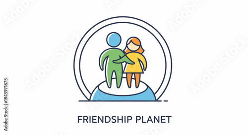 Friendship Planet Icon Representing Connection and Togetherness.