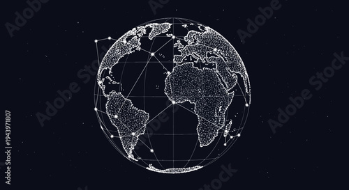 Global Network Connections Digital Earth Futuristic Technology.