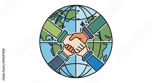 Global Partnership and International Business Cooperation Symbol.
