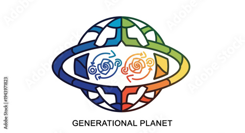 Generational Planet Logo Symbolizing Global Connection and Growth.