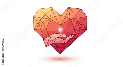 Geometric Heart Shape with Hands Illustration.