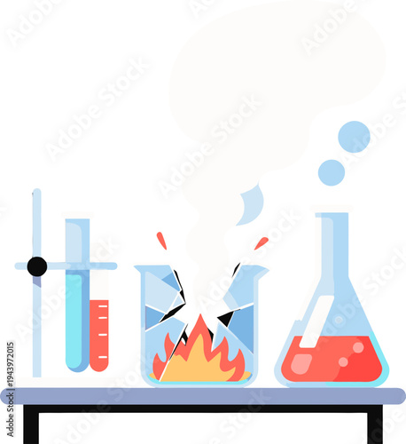 Lab Equipment on Fire Experiment.