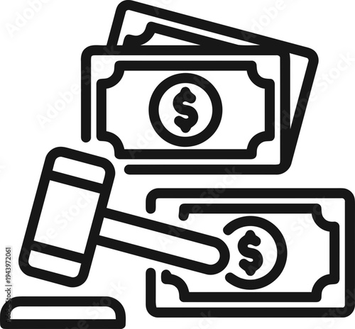 Money and gavel for auction.
