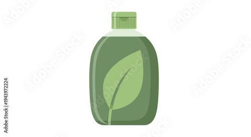 Green bottle with leaf symbol for natural products.