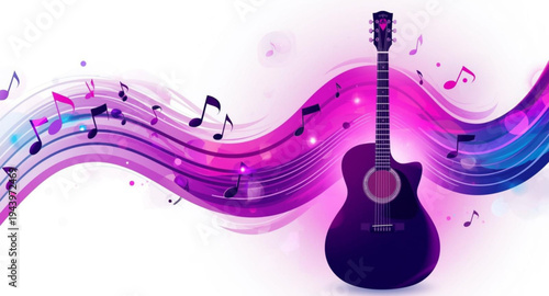 Music Themed Graphic Design with Colorful Waves