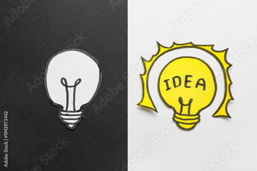 Paper light bulbs with word...