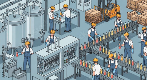 Workers in a factory production.