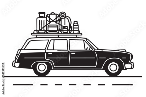 Family car loaded for holiday travel