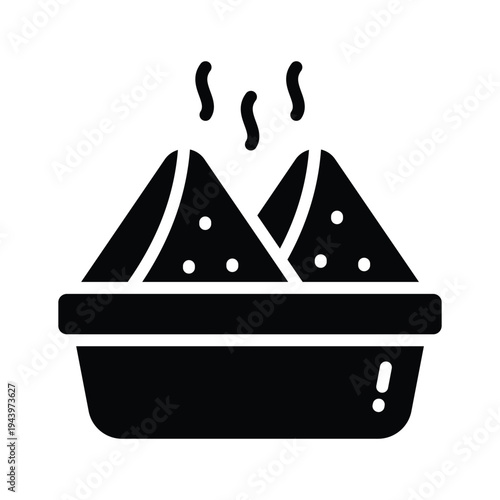 A trendy glyph icon of samosa with chutney, Indian snack, clean design.