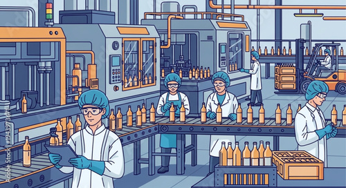 Workers in a factory setting.