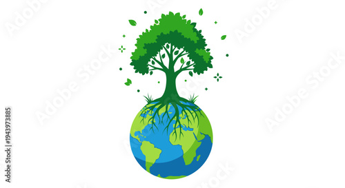 Green Tree on the Earth Globe.