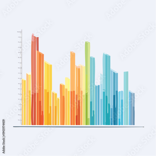 Vibrant 3D Bar Graph Depicting Business Data Analysis and Financial Performance Progress