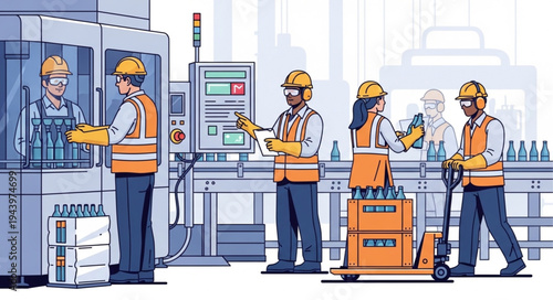 Workers in industrial setting.