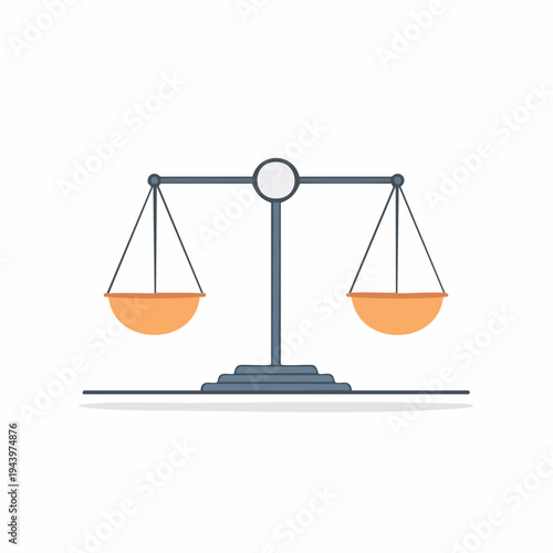 Clean vector illustration of a traditional two-pan balance scale, symbolizing fairness, equality, and the concept of impartial decision-making
