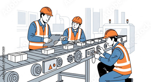 Workers on factory production line.