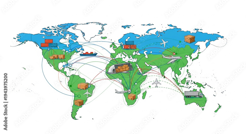 Obraz premium World Map with Colored Countries.