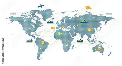 World Map with Dots Marked.
