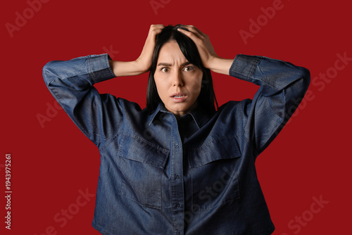 Young woman having panic at...