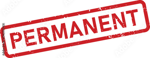 Bold red rectangular stamp with PERMANENT text in uppercase characters on a clean white surface