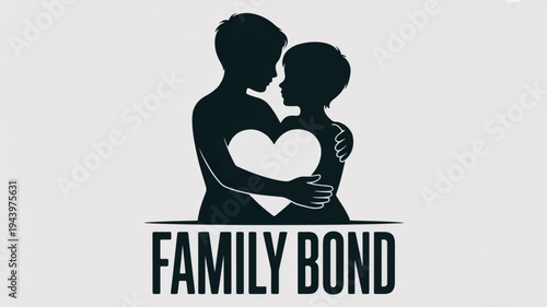 Silhouette of a man and child forming a heart with their hands family bond logo symbolizing love and connection