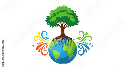 Tree growing out of the Earth.