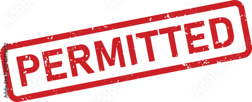 Distressed red rubber stamp displaying the word PERMITTED in capital letters on a simple white background