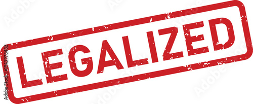 Rectangular red grunge effect rubber stamp showing the word LEGALIZED on a simple white background