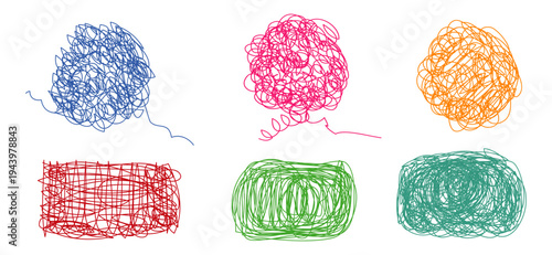 Set of hand drawn scribble sketch circle object. Tangled grungy round scribble. isolated on white background. doodle vector illustration