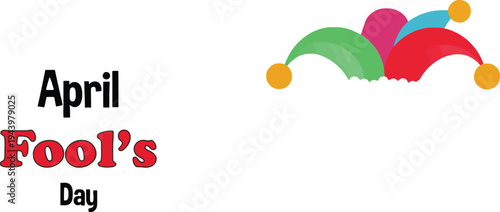 April fool's day greeting with funny emoji and jester hat with emoji with funny face with tongue out