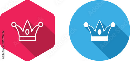 Set of crown icons in flat design with long shadow effect with crown with icon with royalty