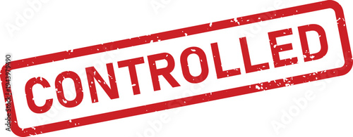 Red grunge controlled rubber stamp impression signifying management or regulated status