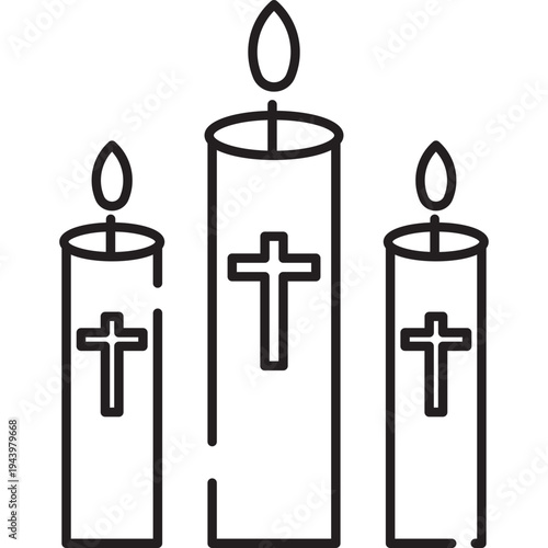 Three Lit Candles with Crosses