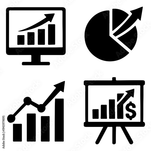 Dotted line progress graph icon for milestone and pathway tracking