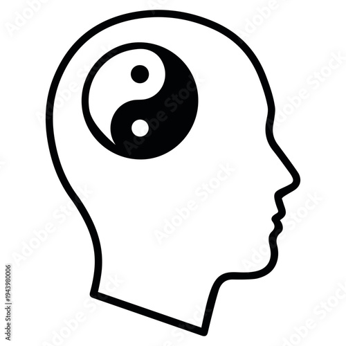 Print Illustration Yin-yang Symbol Integrated Into Human Stock