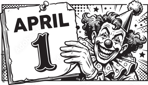 April Fools’ Day clown party hat festive humor prank vector illustration design