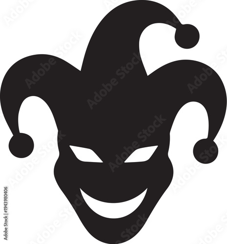 Jester face mischievous smile theatrical humor silhouette vector illustration design