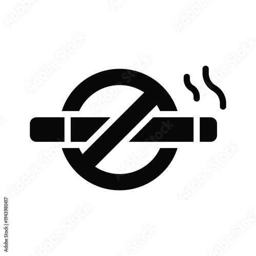 A trendy glyph icon showing no smoking prohibition sign