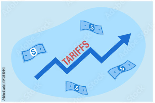 Tarifs increasing price going up vector illustration