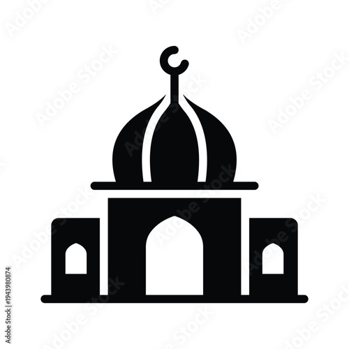 A modern glyph icon representing mosque, masjid vector